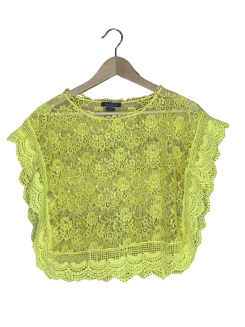 Gracia crochet poncho boho lace crop top size medium